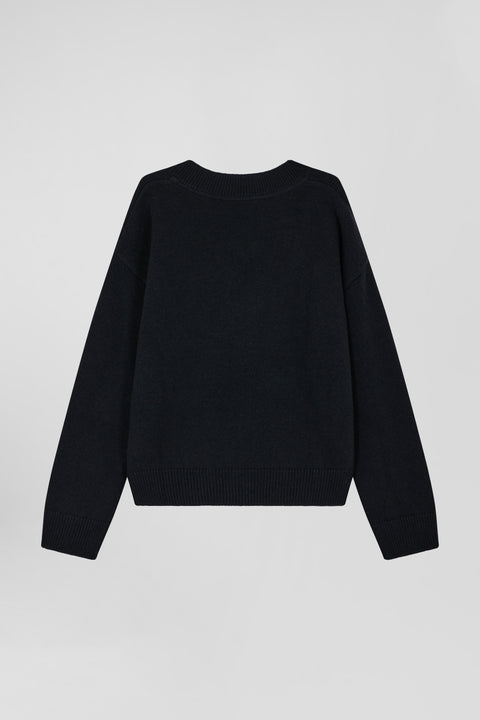 Black wool and cashmere V-neck sweater Relaxed cut - Image 2