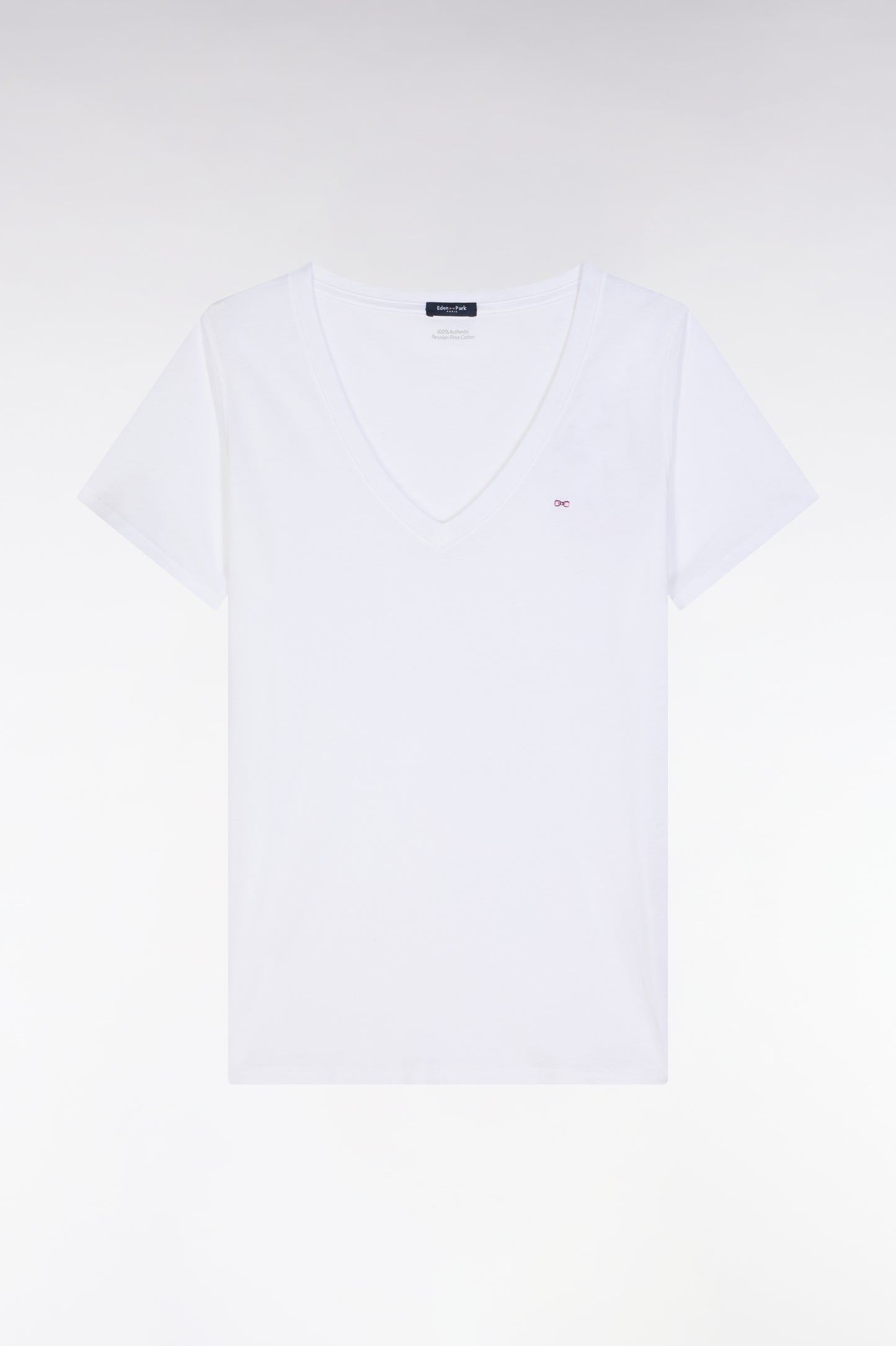 T-shirt à col V en jersey de coton Pima léger blanc coupe droite