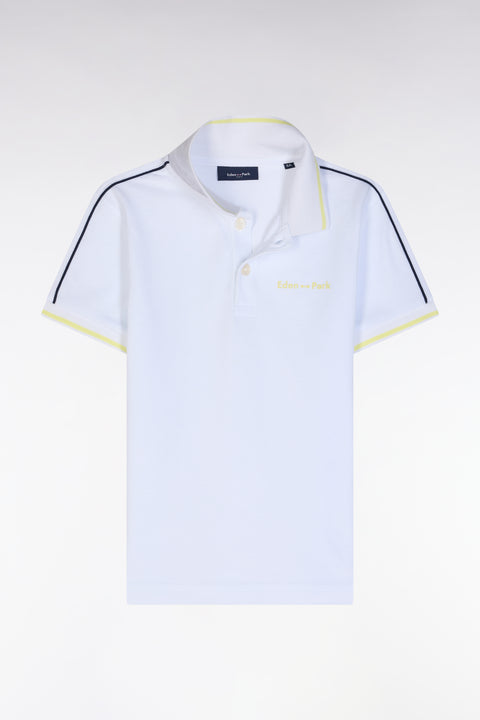 Polo à manches courtes en coton blanc logo jaune coupe droite - Image 1