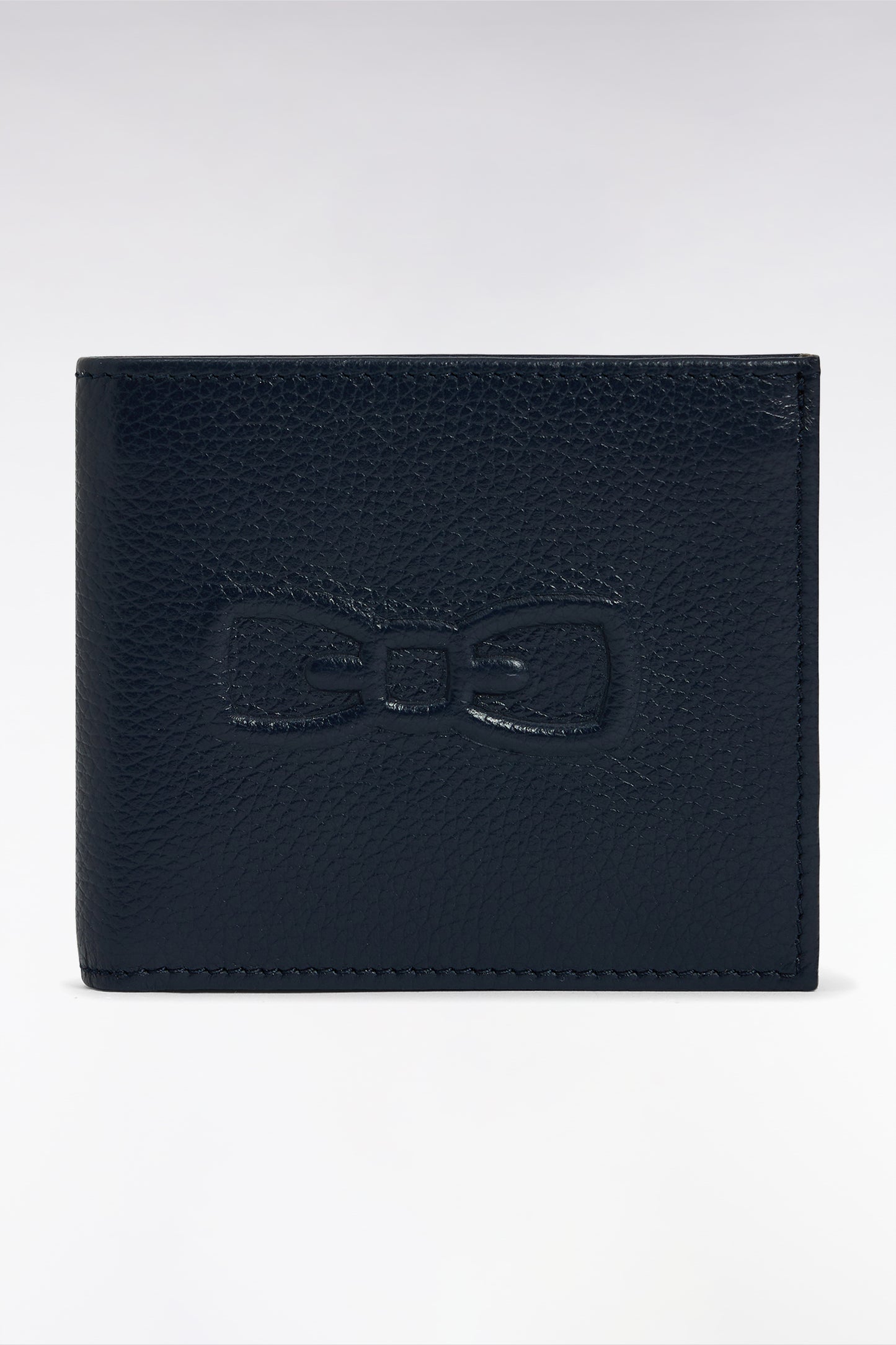Navy grained leather Italian wallet