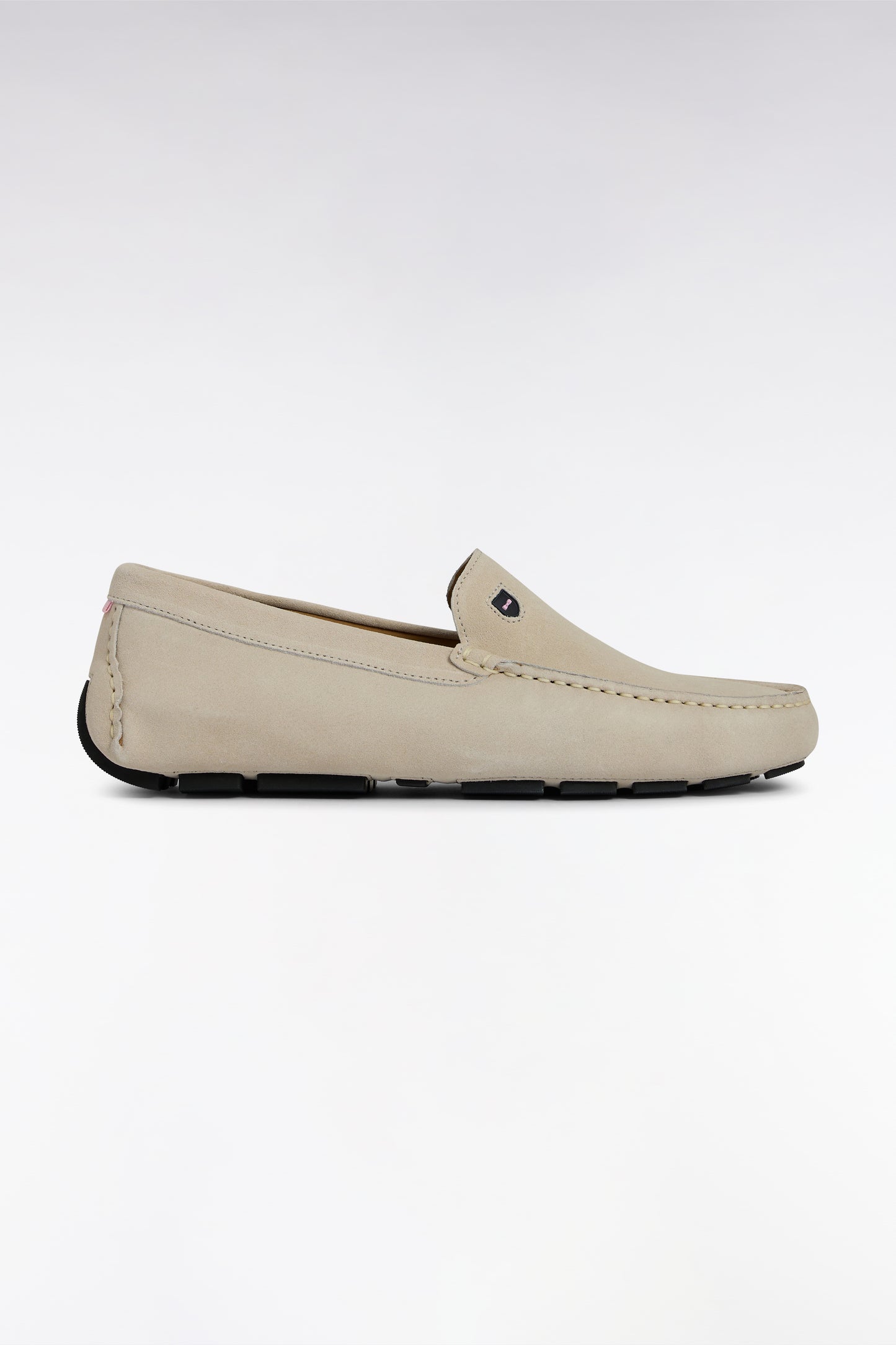 Ecru suede leather loafers