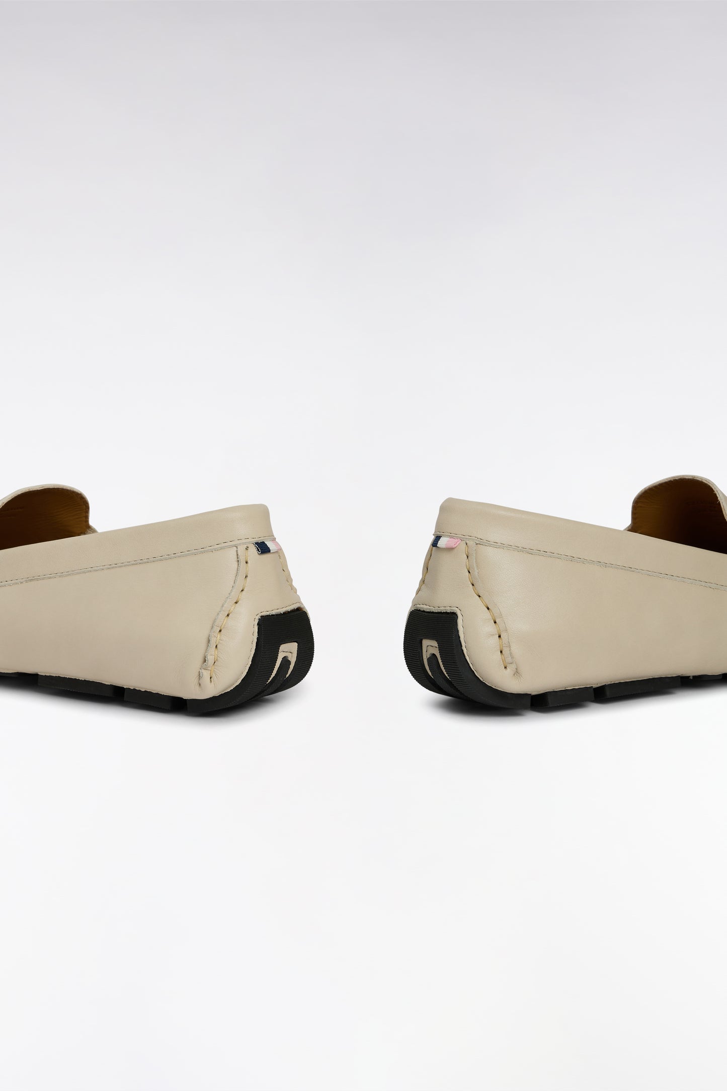 Beige split leather loafers