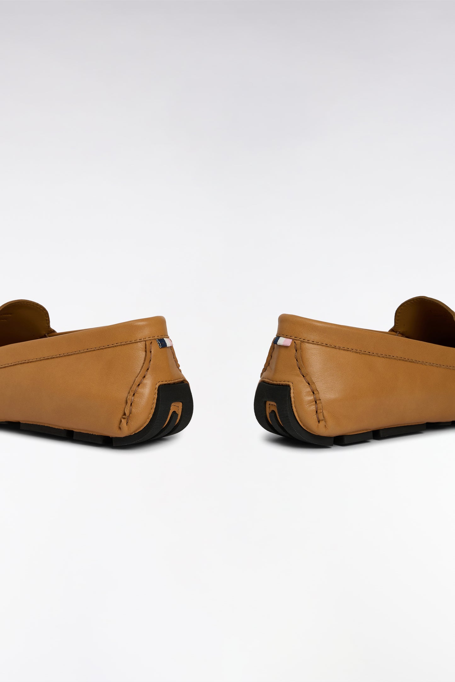 Camel split leather loafers