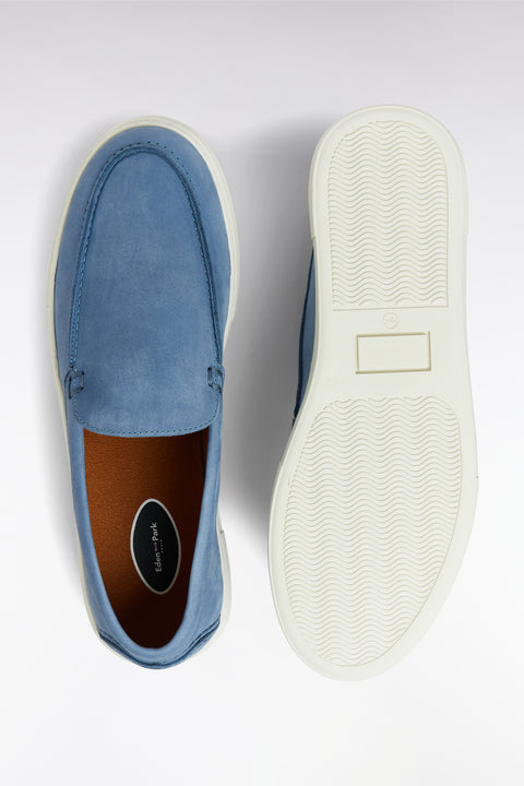 Mocassins à semelles sneakers en cuir suédé bleu gris - Image 3