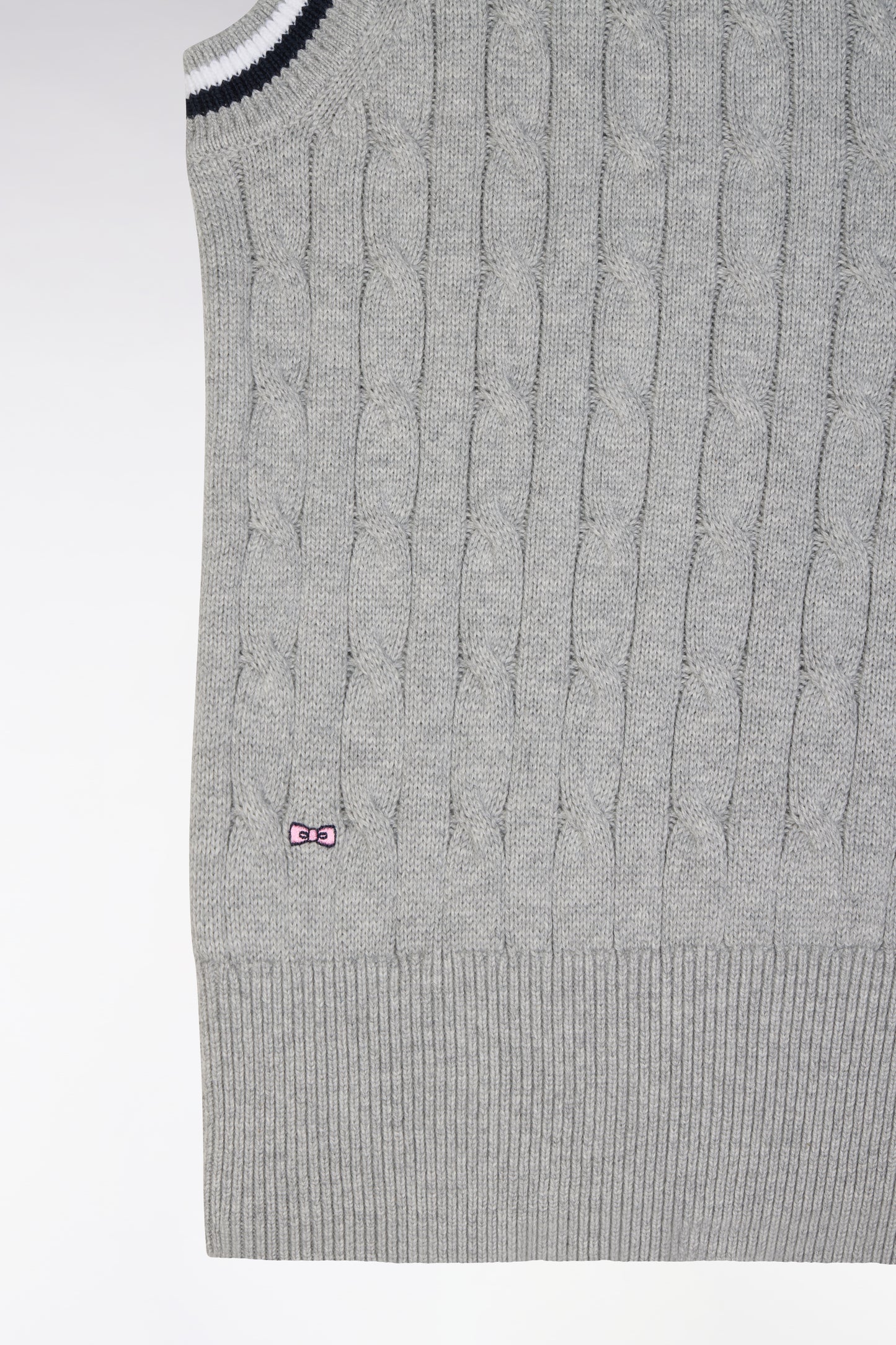 Relaxed-fit black cable cotton sleeveless jumper