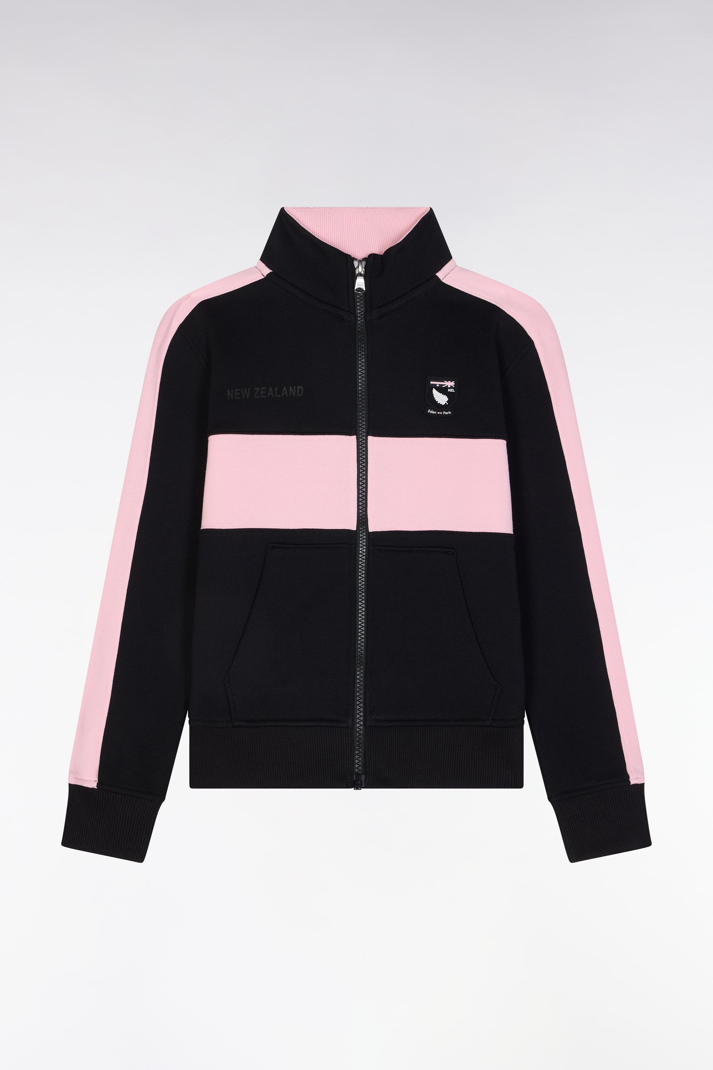 Straight-fit New Zealand zip-up sweatshirt in black cotton
