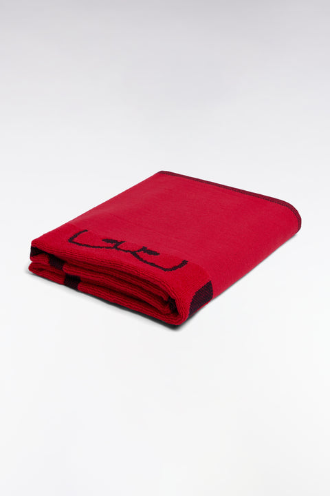 Fuchsia cotton terry beach towel with pink Eden Park jacquard - Image 3