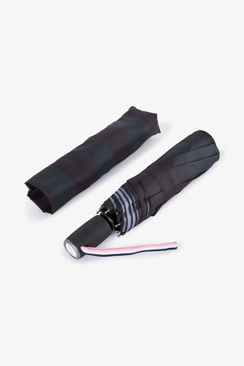 Parapluie bleu marine pliant à rayures - Image 2