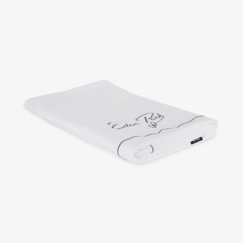 Grande serviette de bain à broderie blanche - Image 2