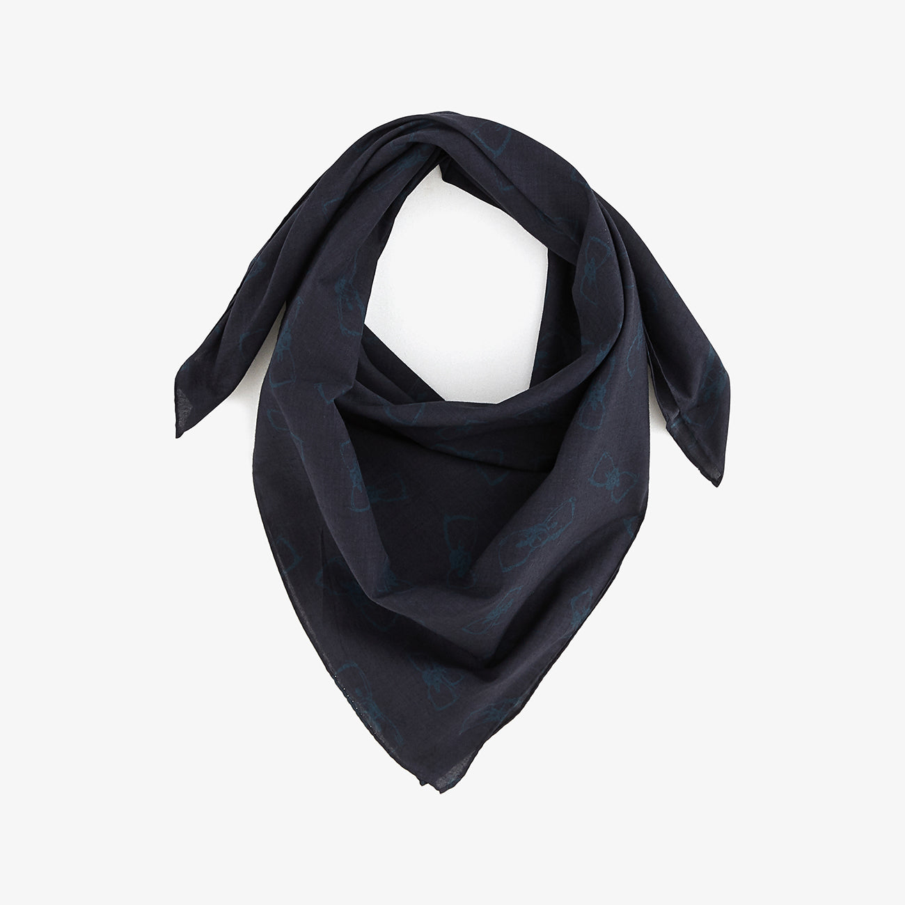 Foulard bleu marine motifs nœuds