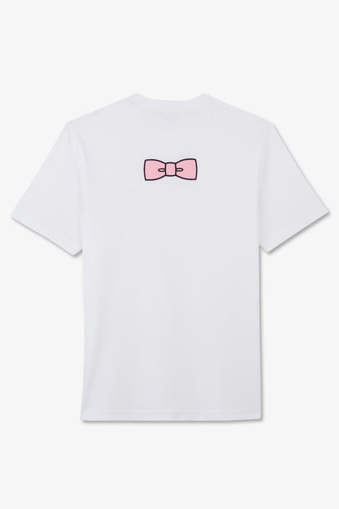 White T-shirt with embroidered bow tie on the back - Image 2
