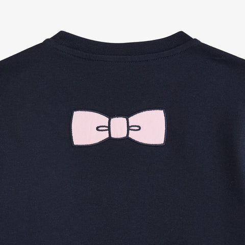 Navy blueT-shirt with embroidered bow tie on the back - Image 3