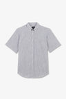 Dark blue striped shirt in cotton dobby