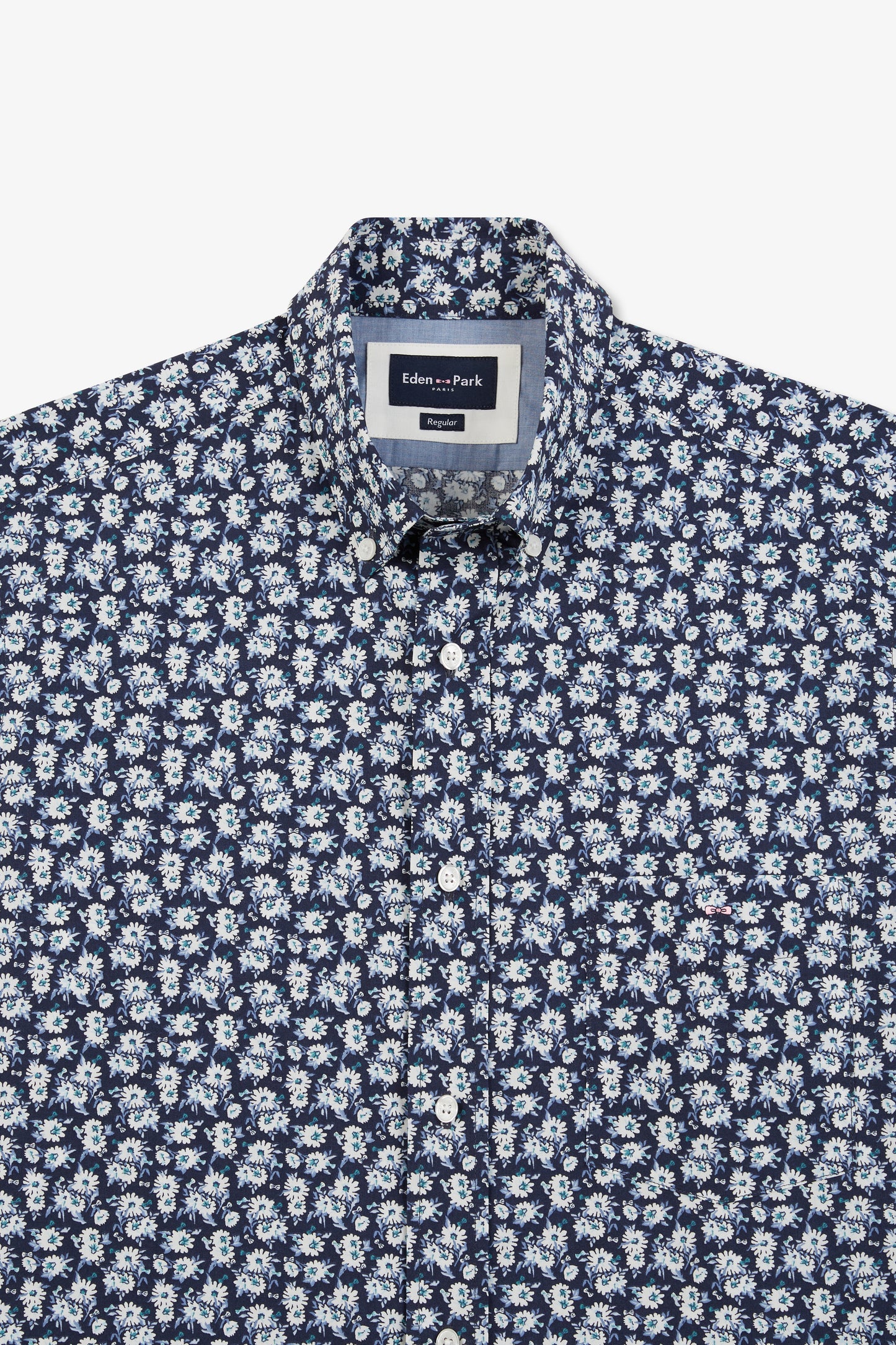 Chemise bleu marine imprimée exclusif fleurs
