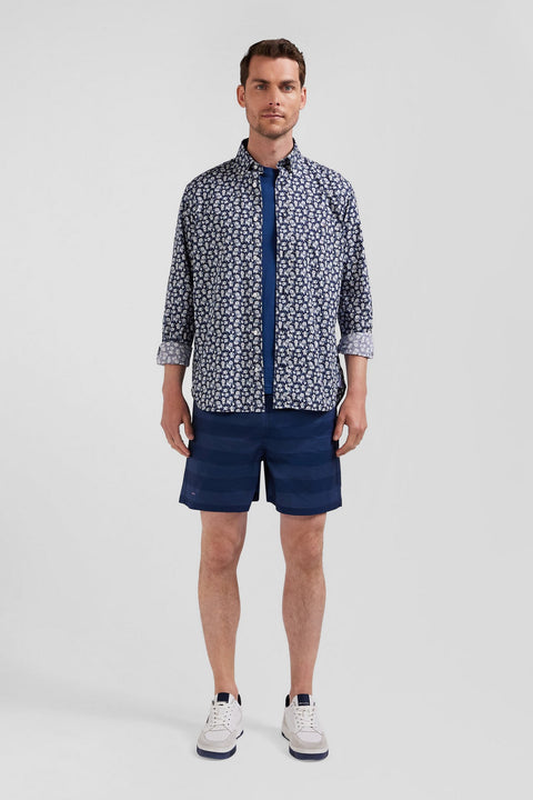 Chemise bleu marine imprimée exclusif fleurs - Image 1