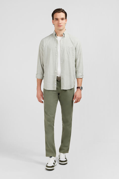 Chemise beige clair en coton dobby - Image 1