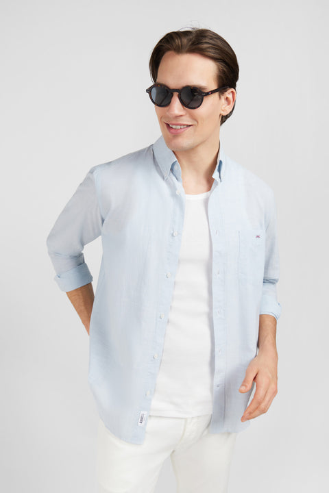 Chemise bleu clair en coton dobby - Image 3
