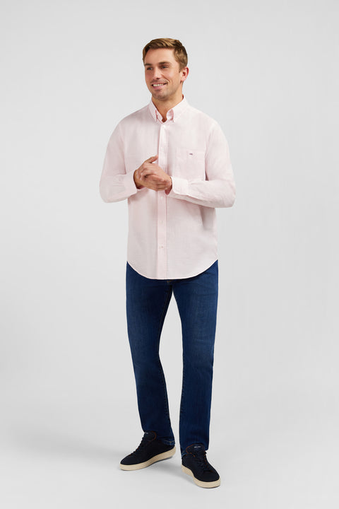 Chemise rose en coton dobby - Image 3
