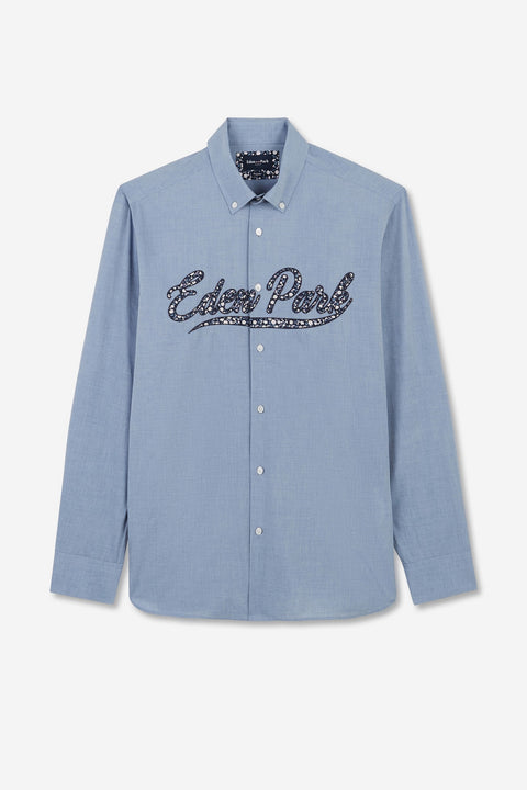 Chemise bleue à broderie Eden Park fleurie - Image 2