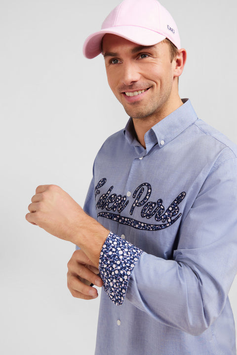 Chemise bleue à broderie Eden Park fleurie - Image 3