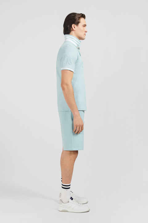 Plain green short-sleeved polo shirt - Image 3