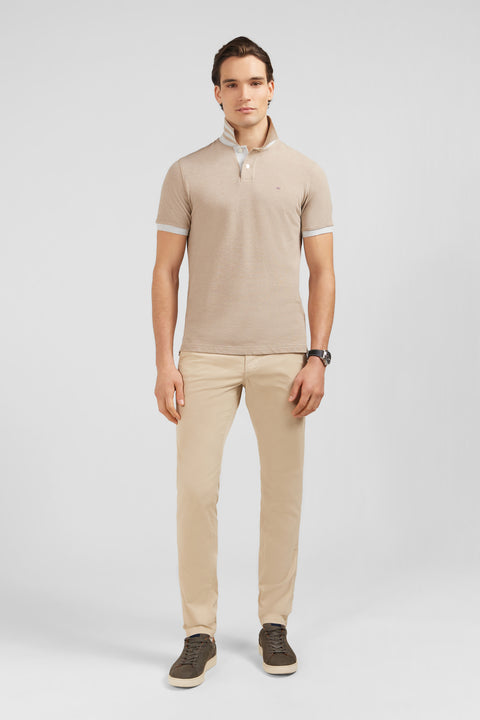 Beige short-sleeved polo shirt - Image 1
