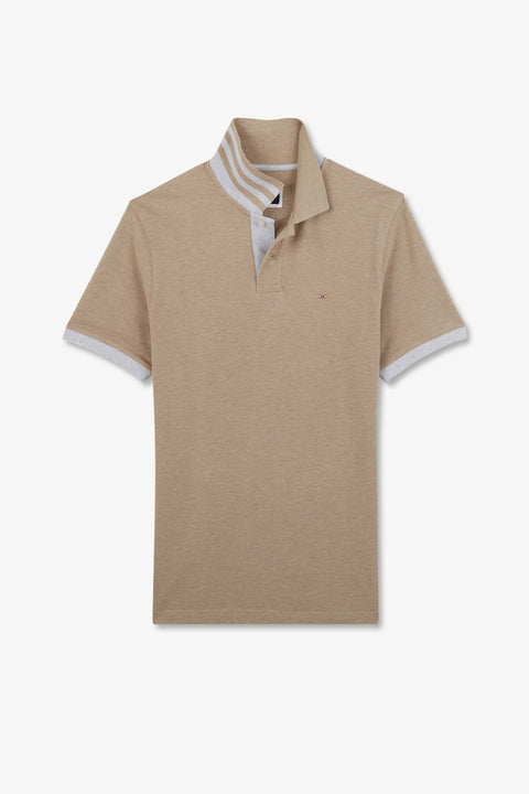 Beige short-sleeved polo shirt - Image 2