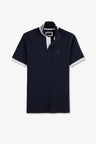 Navy blue short-sleeved polo shirt