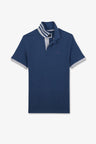 Blue short-sleeved polo shirt