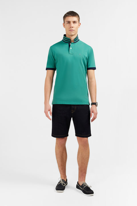 Short-sleeved green polo shirt - Image 1