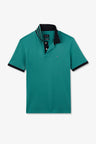 Short-sleeved green polo shirt