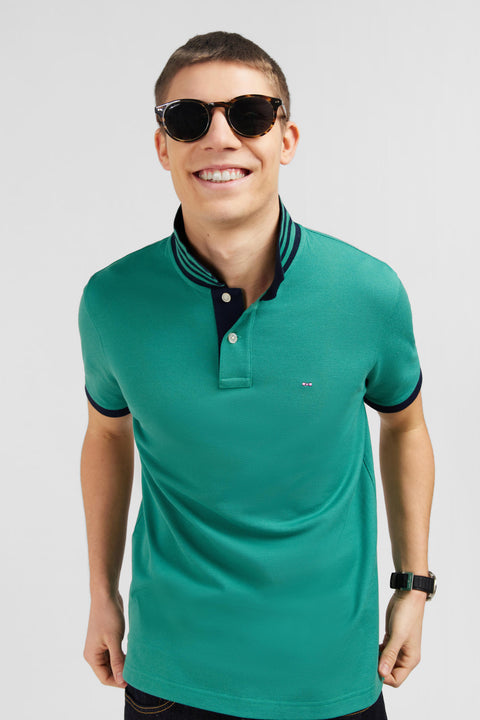 Short-sleeved green polo shirt - Image 3