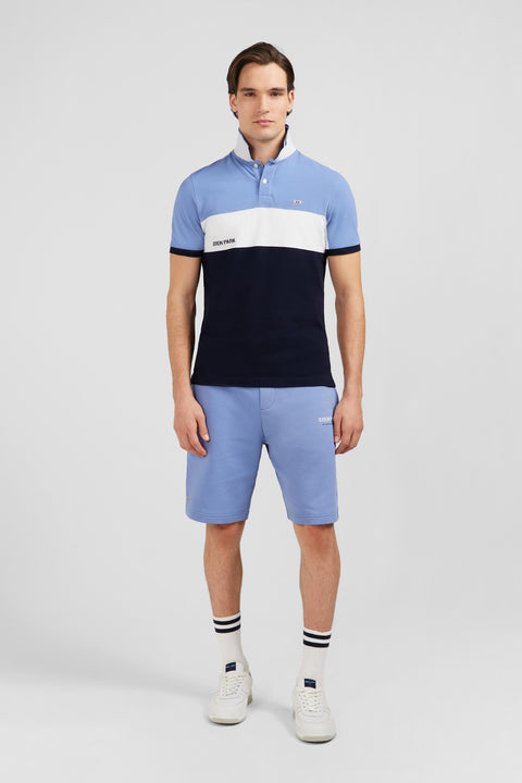 Polo colorblock bleu à manches courtes - Image 1