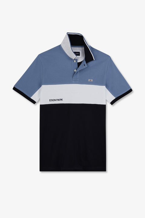Polo colorblock bleu à manches courtes - Image 2
