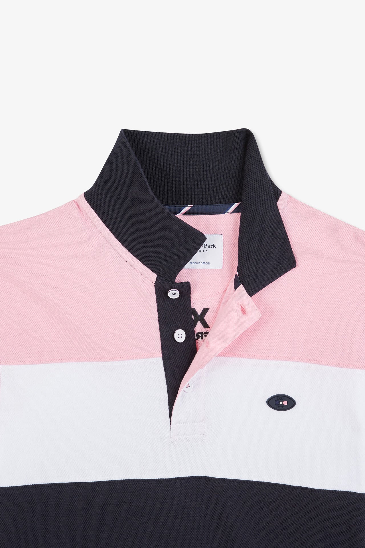Polo colorblock rose en coton piqué à broderie XV de France
