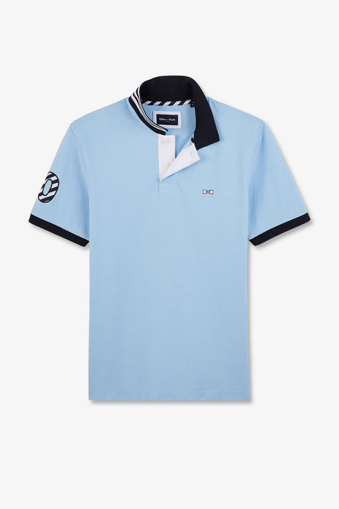 Polo bleu clair à manches courtes numéro 10 - Image 2