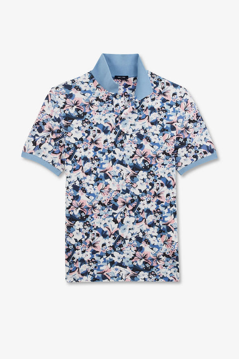 Polo bleu clair imprimé fleurs à manches courtes - Image 2