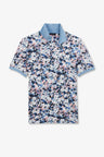 Polo bleu clair imprimé fleurs à manches courtes