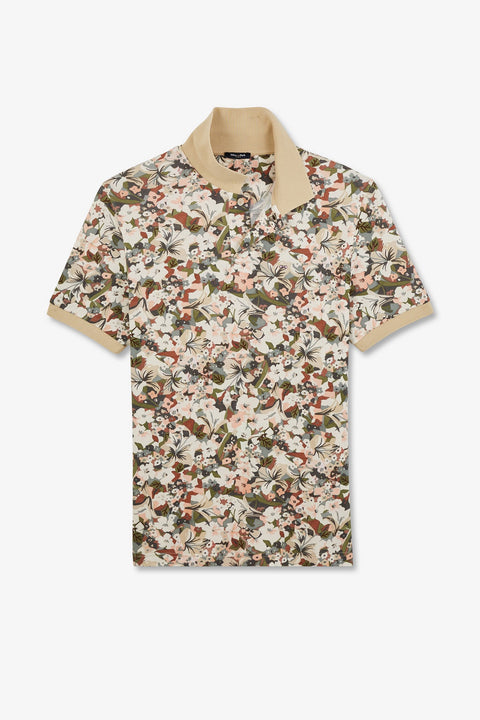 Polo blanc imprimé fleurs à manches courtes - Image 2