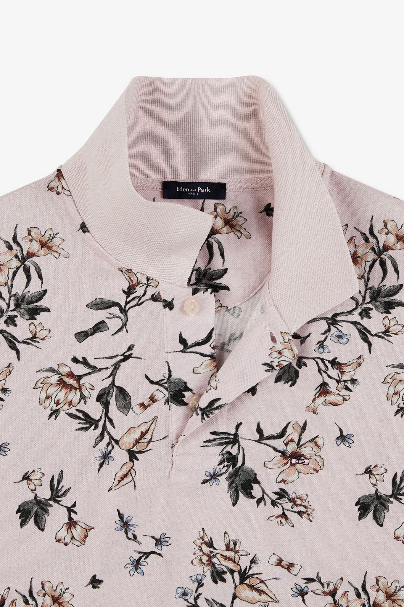 Polo rose imprimé exclusif fleuri