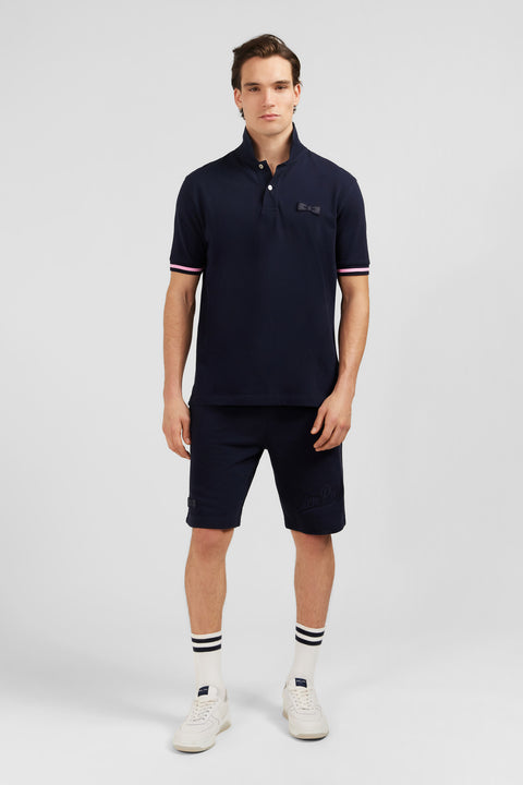Navy blue short-sleeved polo shirt - Image 1