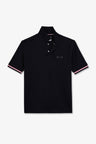 Navy blue short-sleeved polo shirt