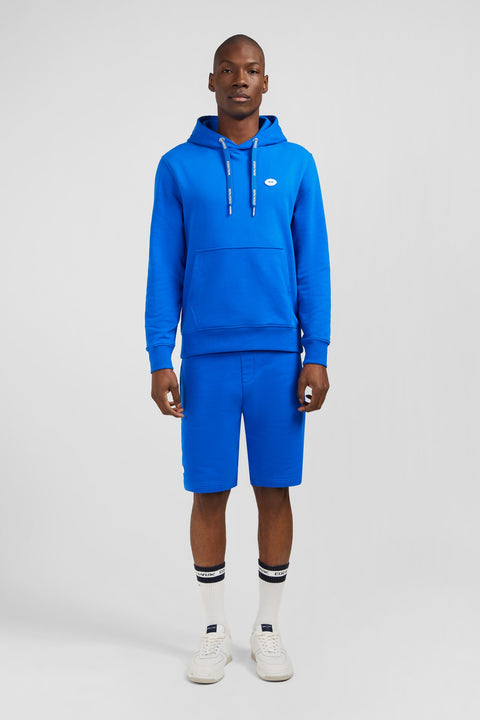 Sweat bleu uni à capuche - Image 1
