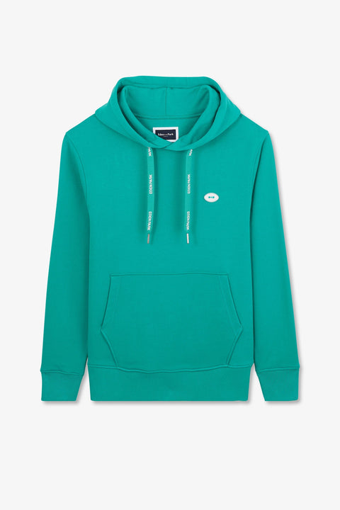 Sweat vert uni à capuche - Image 2
