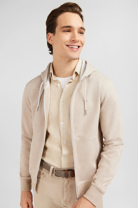 Sweat zippé à capuche beige - Image 3