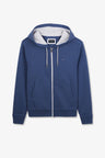 Sweat zippé bleu à capuche