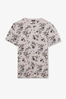 T-shirt manches courtes rose imprimé feuilles
