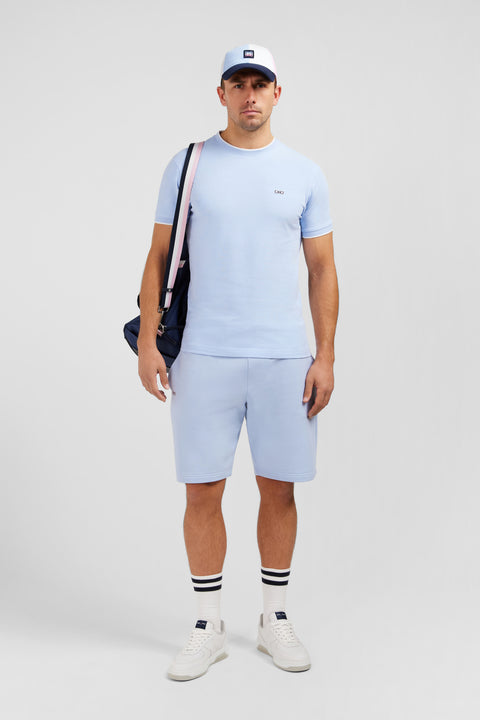 T-shirt manches courtes uni ciel en coton stretch - Image 1