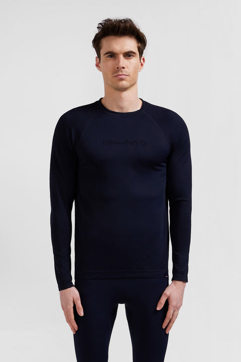 Navy blue long-sleeved sports T-shirt with striped details - Image 2
