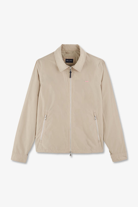 Beige zipped jacket with classic collar - Image 2